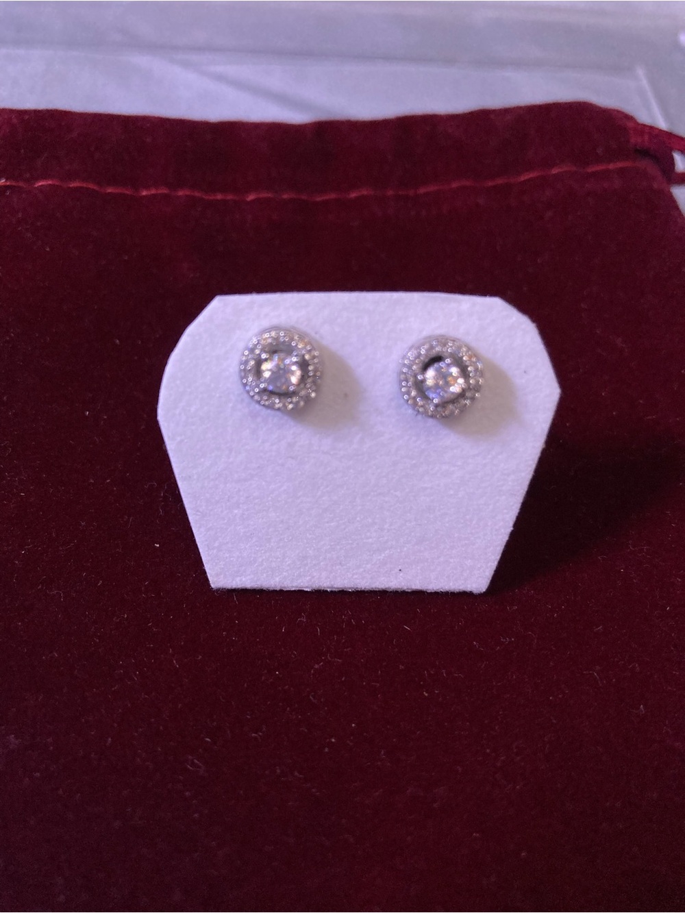 Classic Silver Cubic Zirconia Halo Stud Earrings - Silver 925